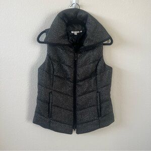 Zynergy Quilted Foil Puffer Vest Size S Silver Grey